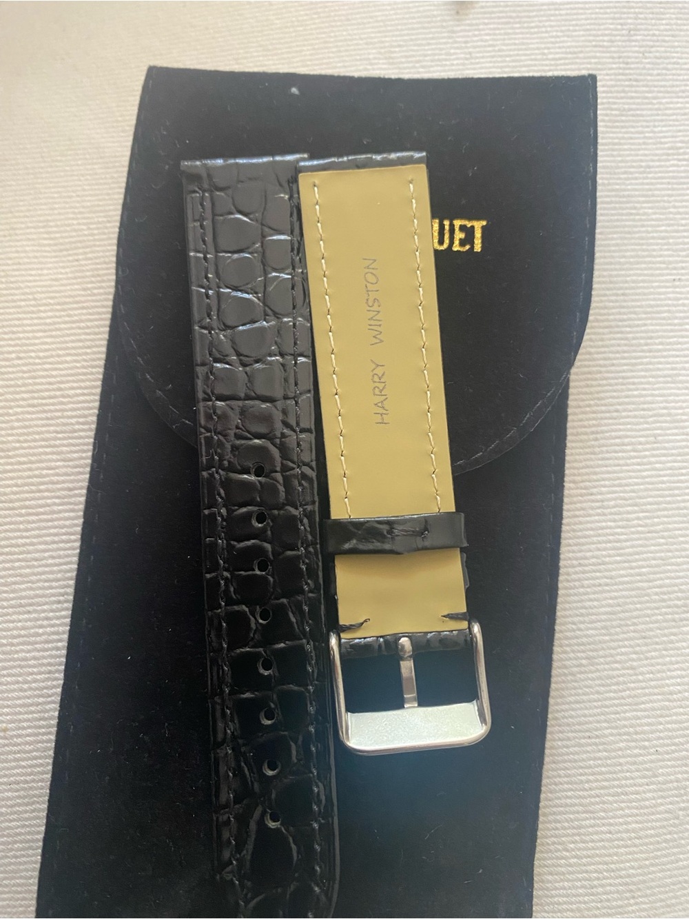 Harry Winston Black Patent Leather Strap with Silver Buckle20mm Vintage - Picture 2 of 4